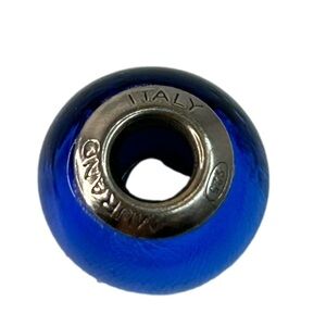 Murano Glass Charm Bead Sterling Silver Core Blue Glass